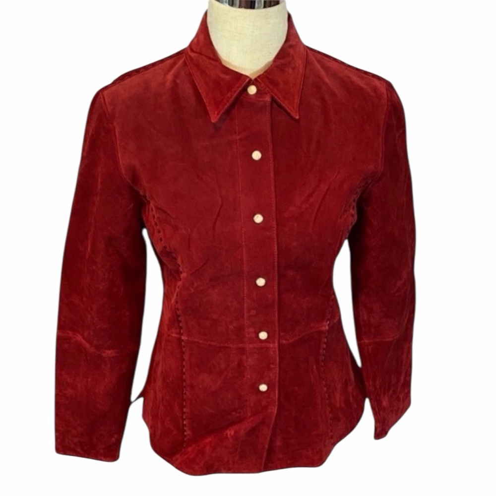 RUFF HEWN Burgundy Leather Long Sleeve Jacket Small
